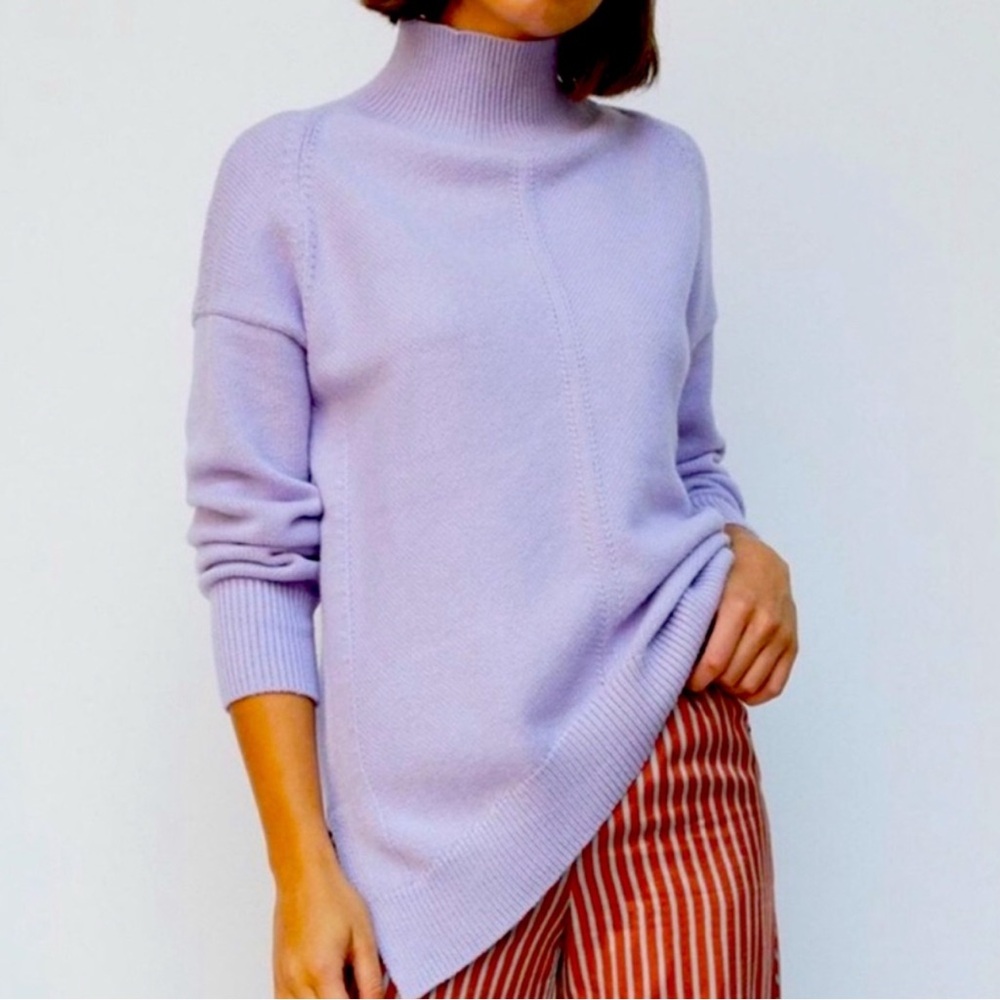 Maeve Anthropologie Crystal Tunic Sweater Women's Large Mockneck Pullover Purple